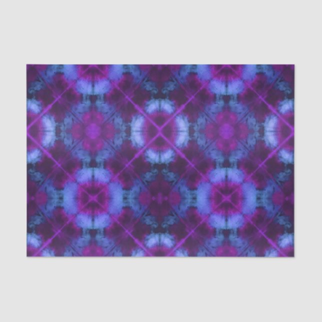 Flowers & Circles Tie Dye Tissue Paper Blue Purple (Front)