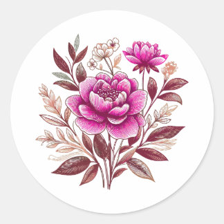 flowers classic round sticker