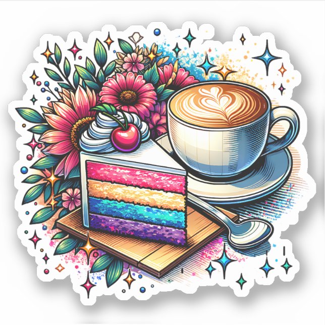 Flowers, Coffee and Rainbow Cake   (Front)