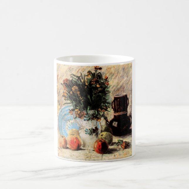 Flowers, Coffeepot and Fruit by Vincent van Gogh Coffee Mug (Center)