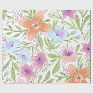 Flowers Colorful Nature Elegant Vintage Wrapping Paper