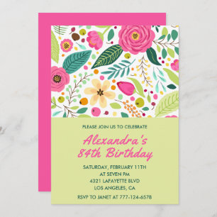 Flowers Colorful Simple 84th birthday invitations 