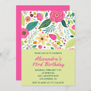 Flowers Colorful Simple 93rd birthday invitations