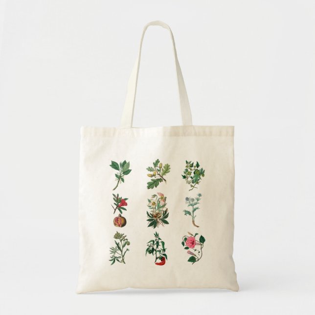 Flowers colourful fruits and vegetable illustratio tote bag (Front)