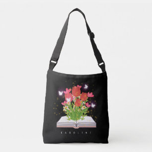 Flowers Coming Out From Book Fantasy Book Lover Crossbody Bag