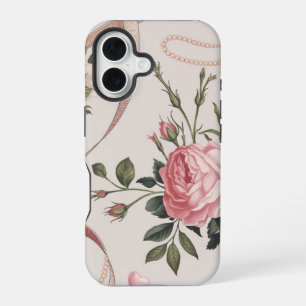 Flowers Coquette Pattern Muted Tones iPhone 16 Case