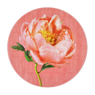 Flowers   Coral Peony Blossom Cutting Board