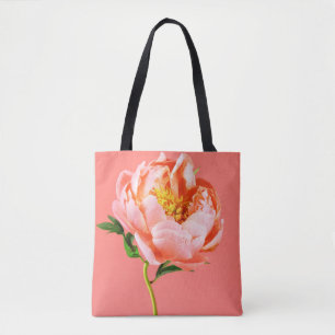 Flowers Coral Peony Blossom Tote Bag