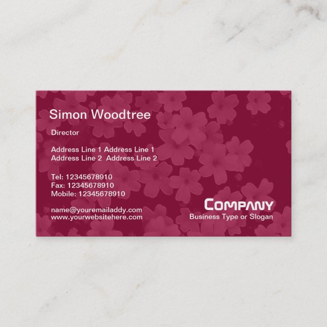 Flowers - Crimson Maroon Business Card (Front)