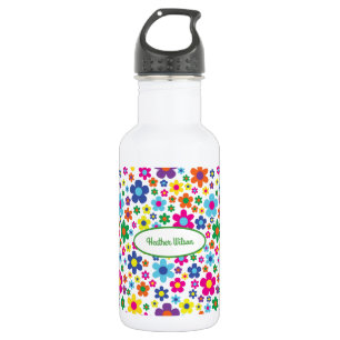 Flowers Cute Kids Water Bottle with Name