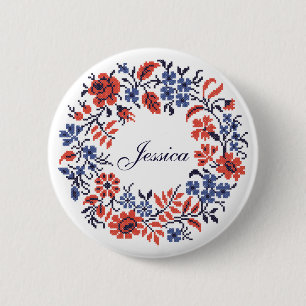 Flowers cycle 6 cm round badge