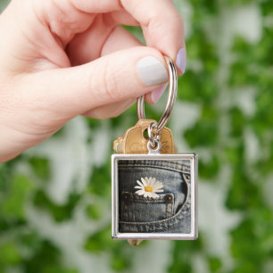 Flowers Daisy in Jeans Pocket Key Ring