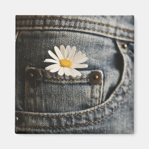 Flowers Daisy in Jeans Pocket Magnet
