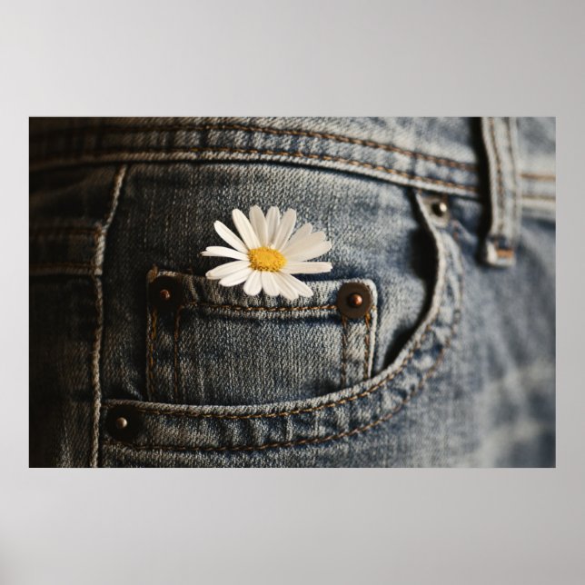Flowers | Daisy in Jeans Pocket Poster (Front)
