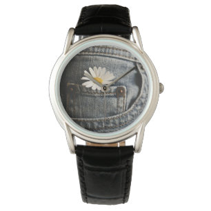 Flowers   Daisy in Jeans Pocket Watch