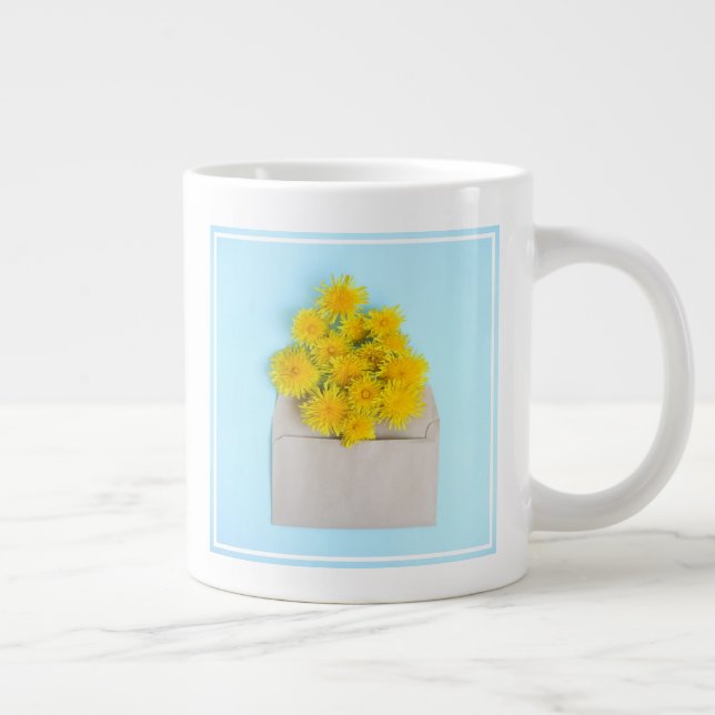 Flowers | Dandelions in Envelope Large Coffee Mug (Right)