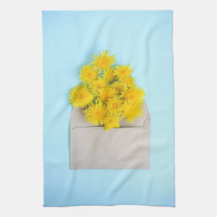 Flowers Dandelions in Envelope Tea Towel