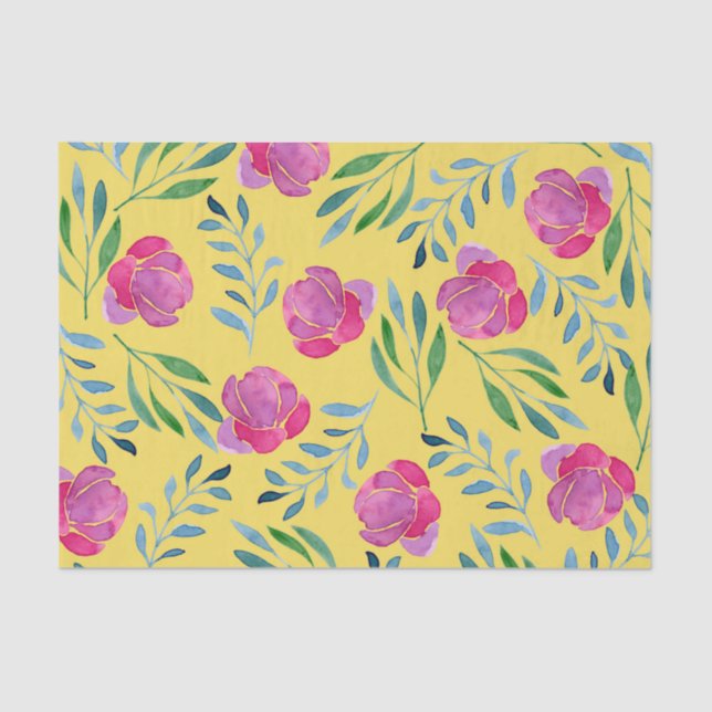 Flowers (Design 15 Yellow/Orange Series) Tissue Paper (Front)