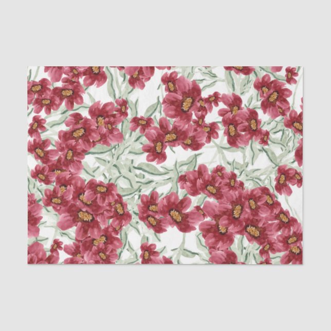 Flowers  (Design 52 Red Series) Tissue Paper (Front)