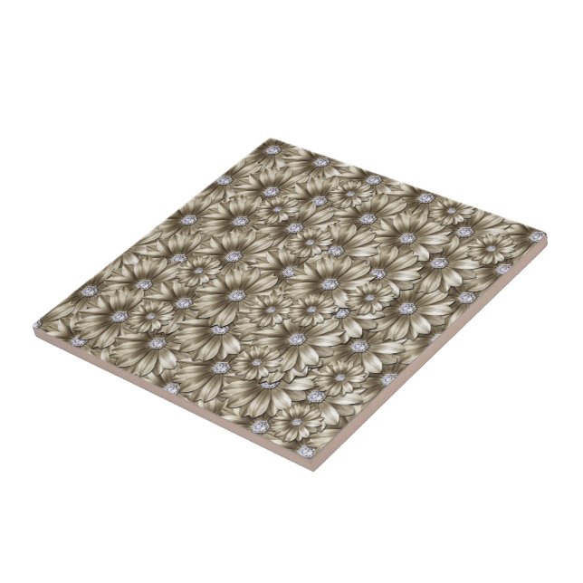Flowers Diamonds Ceramic Tile (Side)