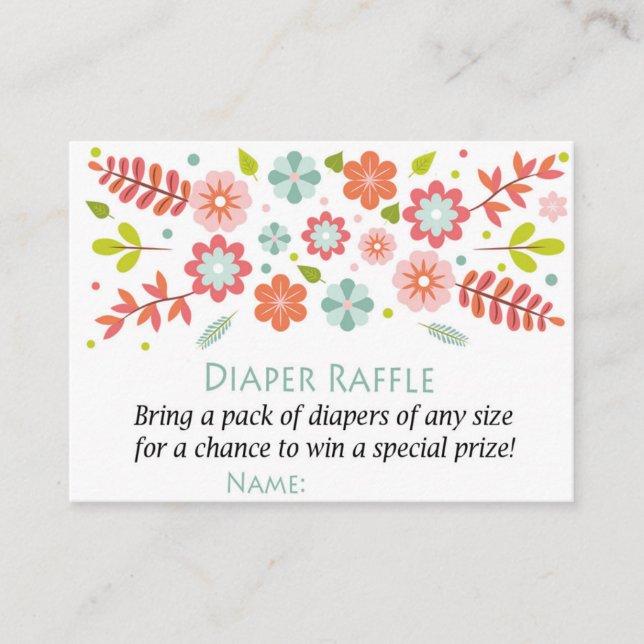 Flowers Diaper Raffle Tickets (Front)