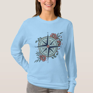 Flowers, Directions, Compass T-Shirt