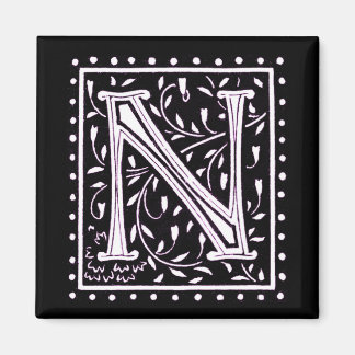 Flowers & Dots Monogram ‘N’ Magnet