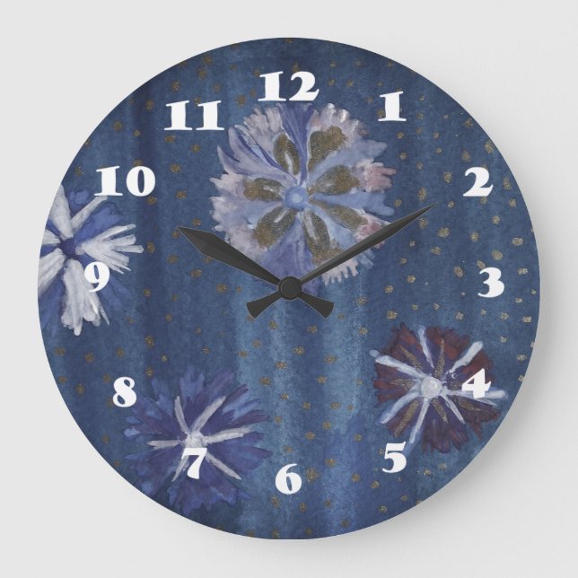 Flowers Drawing Round (Large) Wall Clock (Front)