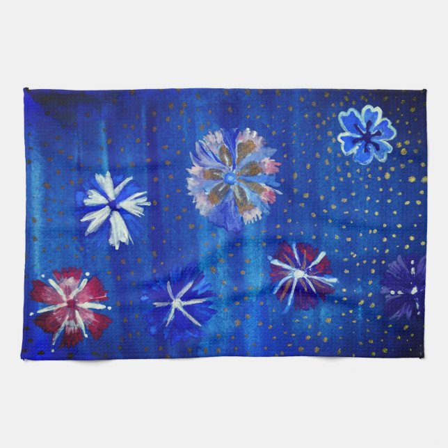 Flowers Drawing Spring Mood Tea Towel (Horizontal)