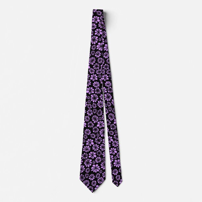 Flowers - Easter Purple on Black Tie (Front)