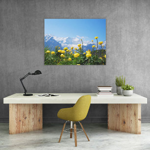 Flowers   Eiger Monch Swiss Alps Canvas Print