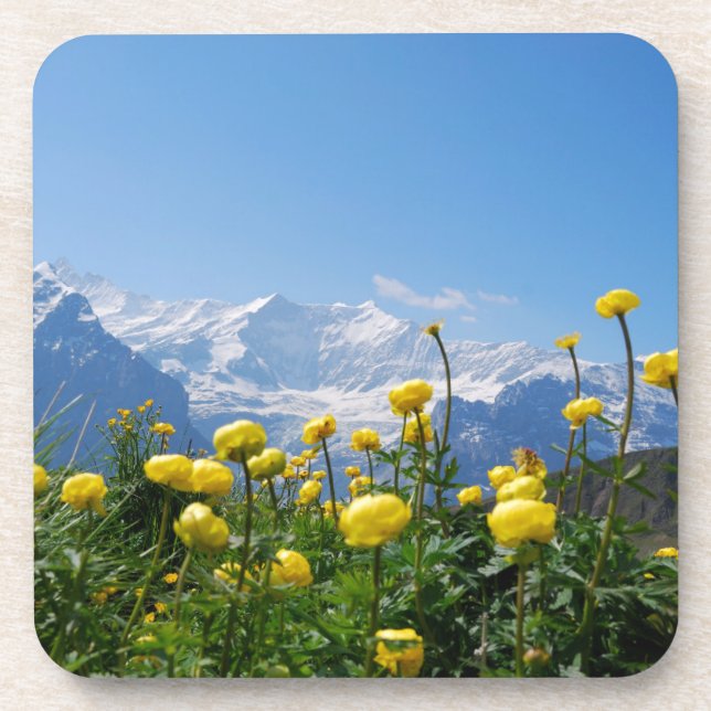 Flowers | Eiger Monch Swiss Alps Coaster (Front)
