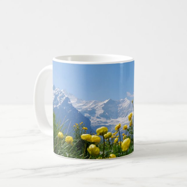 Flowers | Eiger Monch Swiss Alps Coffee Mug (Front Left)