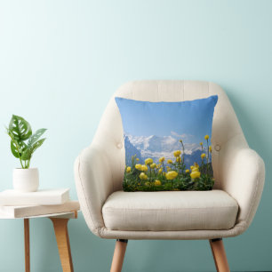 Flowers   Eiger Monch Swiss Alps Cushion