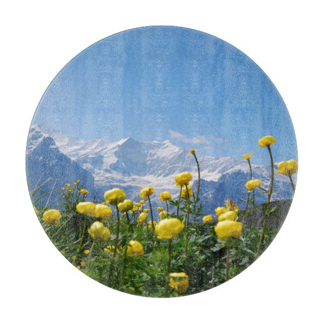 Flowers | Eiger Monch Swiss Alps Cutting Board (Front)