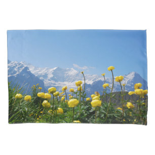 Flowers   Eiger Monch Swiss Alps Pillowcase