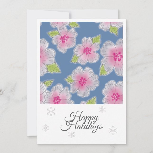 Flowers Elegance Happy Holidays Birthday Card (Front)