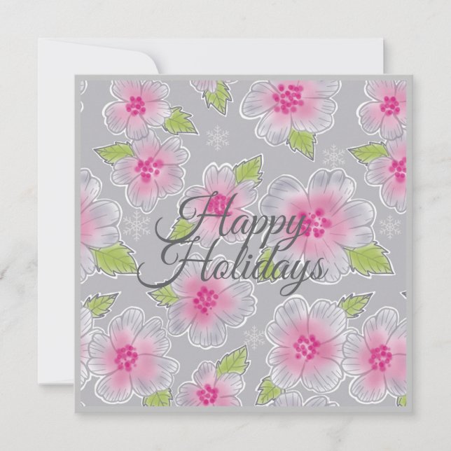 Flowers Elegance Happy Holidays Birthday Card (Front)
