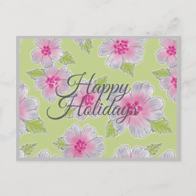 Flowers Elegance Happy Holidays Birthday Card (Front)