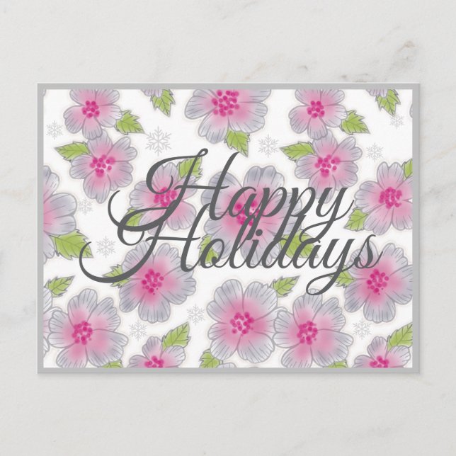 Flowers Elegance Happy Holidays Card (Front)