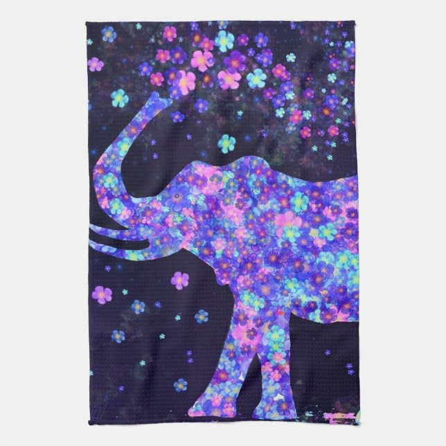 Flowers Elephant Kitchen Towel (Vertical)