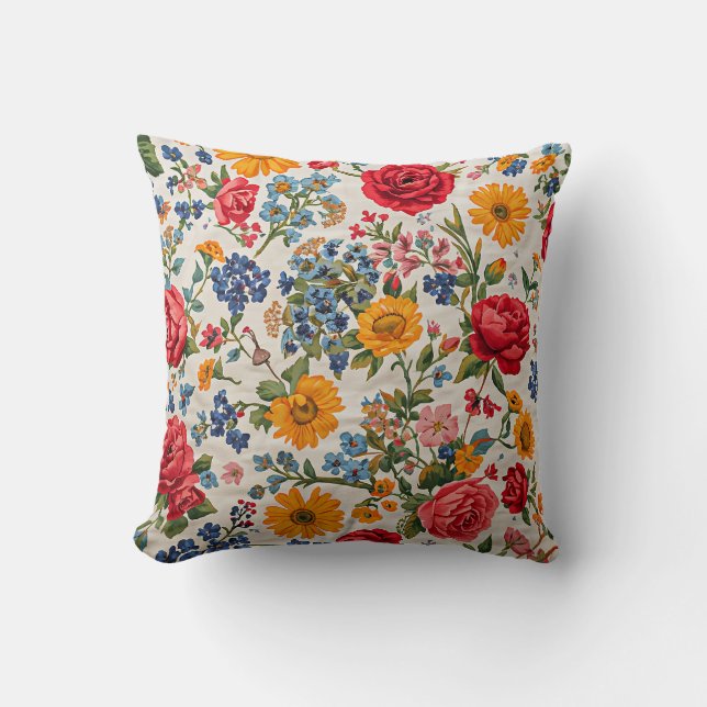 Flowers Everywhere, colorful design, Cushion (Front)