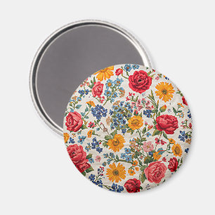 Flowers Everywhere, colorful design, Magnet