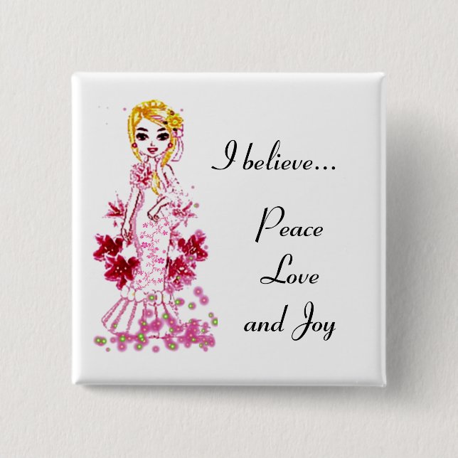 Flowers Fairy Button (Front)