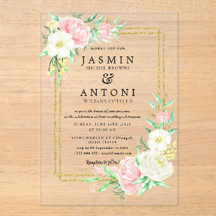  Flowers  Fall Foliage Wedding  Acrylic Invitations