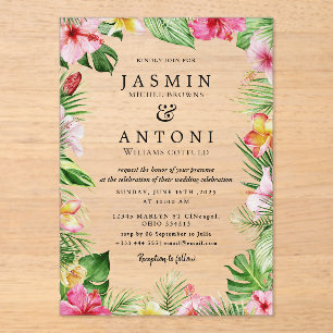  Flowers  Fall Foliage Wedding  Acrylic Invitations