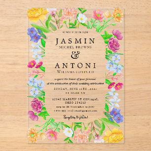 Flowers Fall Foliage Wedding Acrylic Invitations