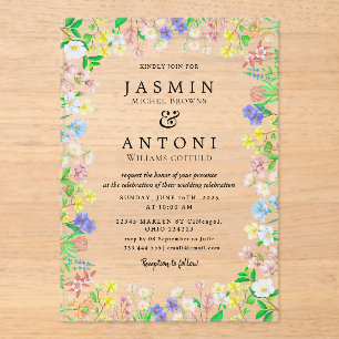  Flowers  Fall Foliage Wedding  Acrylic Invitations