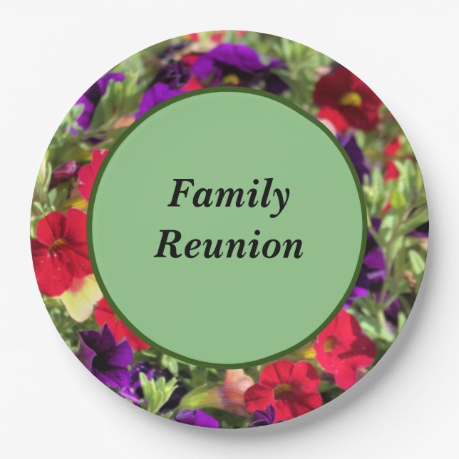 Flowers Family Reunion Paper Plate (Front)