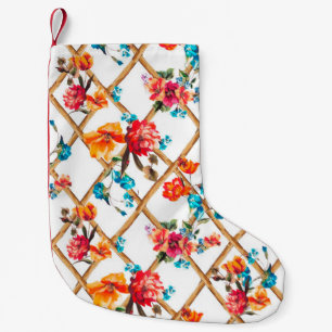 flowers fashion fabric design flower,oil,painting, small christmas stocking